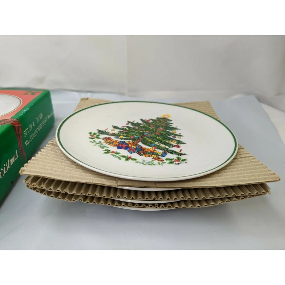 Christmas Tree Gifts Plate 7.5 Inch Lot‎ of 4 Artmark 1986